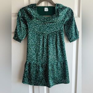 Abercrombie Kids Dark Green Floral Satin Dress, Size 5/6